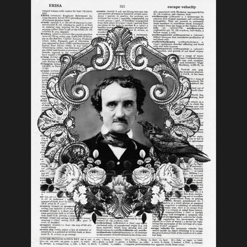 Edgar Allan Poe Gothic Dictionary Art Print Decor